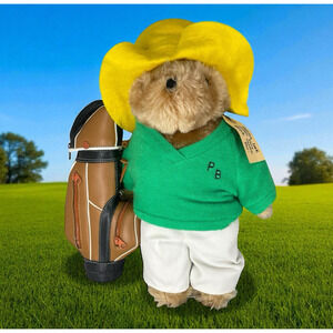 Vintage Eden Toys Co. Paddington Bear W/ Golf Bag Plush Stuffed Animal